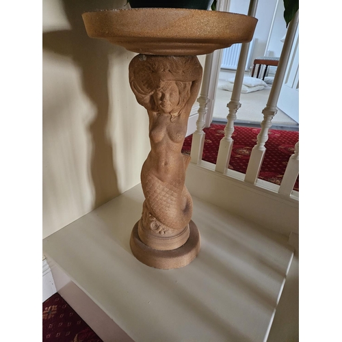 1097 - A Pair of Reconstituted Stone Garden Bird Baths on Mermaid Pedestals, can be used internally as well... 