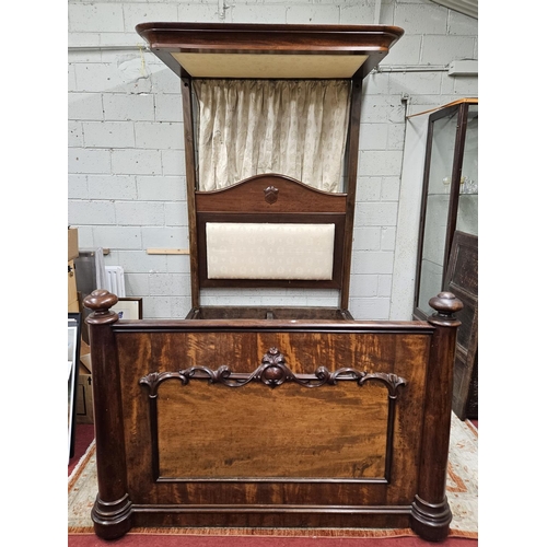 60 - A 19th Century Mahogany Half Tester Bed with moulded head and foot board.
H 247 x 220 x 162 cm appro... 