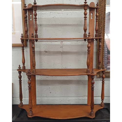 106A - A nice 19th Century Walnut three tier wall mounted Shelves. H 75 x 65 x 17 cm approx.