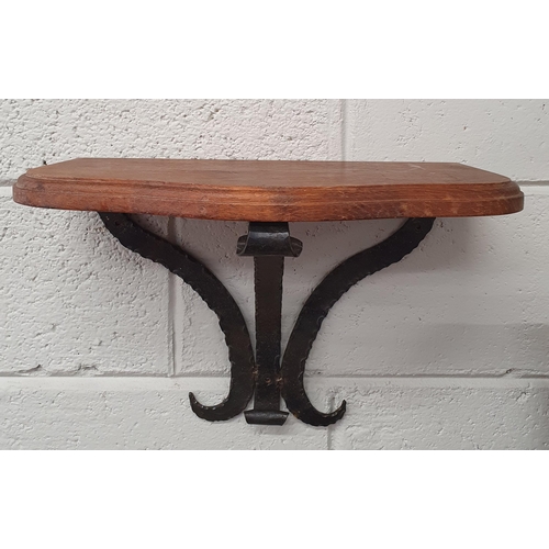 472 - A good 19th Century Cast Iron and Timber three branch Wall Bracket. W 45 x 25 x H 31 cm approx.