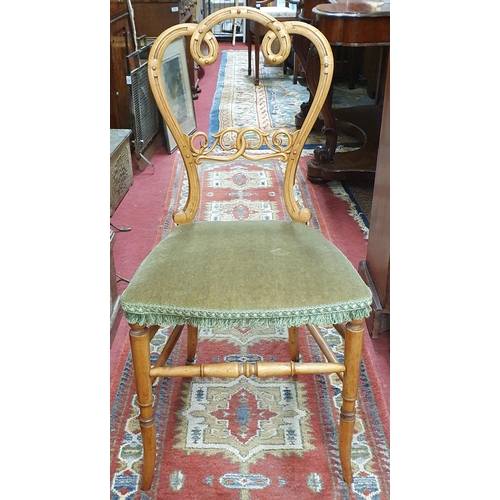 480 - A good 19th Century Satin Birch Bedroom Chair with highly pierced and carved outline. W 43 x 38 x SH... 