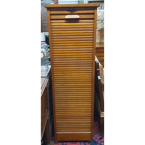 540A - A good late 19th early 20th Century Oak single door Filing Cabinet with tambour door front. W 47 x 3... 