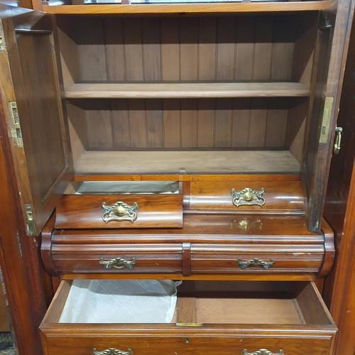 542 - A Superb 19th Century Walnut two door Wardrobe with highly carved centre flanked by twin bevelled mi... 