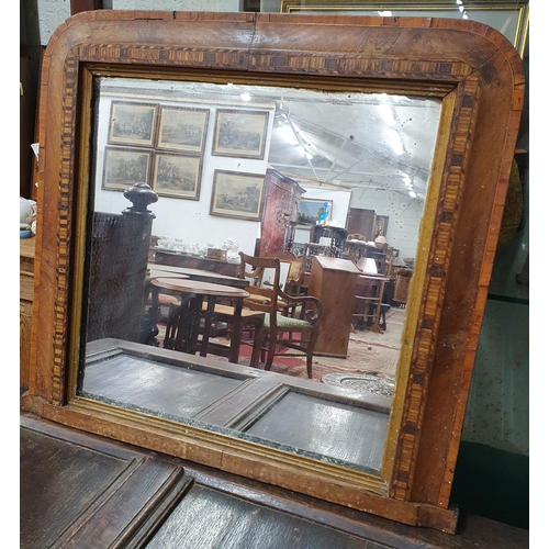 78 - A late 19th Century Walnut Mirror with parquetry inlay. H 54 x 56 cm approx.