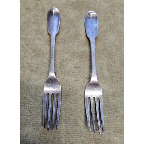 425 - A pair of London Silver Forks, Henry Holland, 1850, along with a quantity of Flatware.