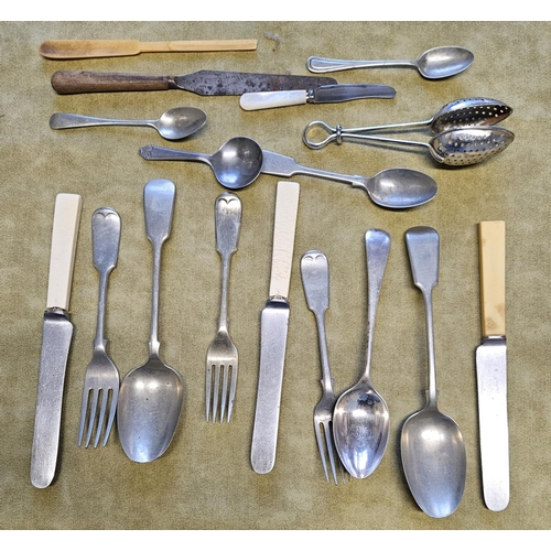 425 - A pair of London Silver Forks, Henry Holland, 1850, along with a quantity of Flatware.