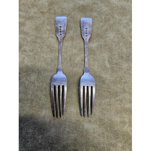 425 - A pair of London Silver Forks, Henry Holland, 1850, along with a quantity of Flatware.