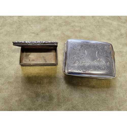 429B - A Silver snuff Box along with a Silver plate card Case.