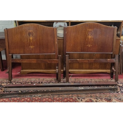 1078 - A late 19th Century Mahogany D end economy Table with one leaf along with a pair of Edwardian Mahoga... 