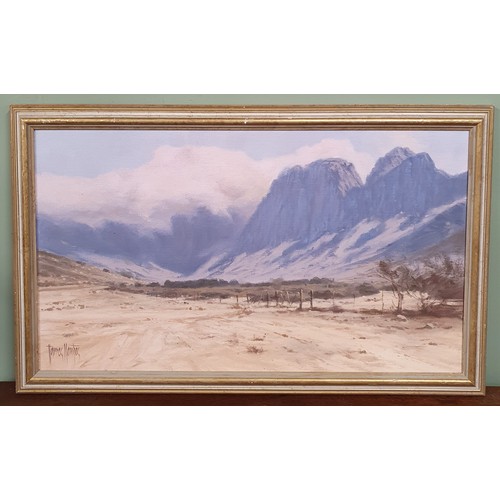 100A - Sold on behalf of Charity -A 20th Century Oil on Board of a mountain scene, Indistinctly signed LL p... 