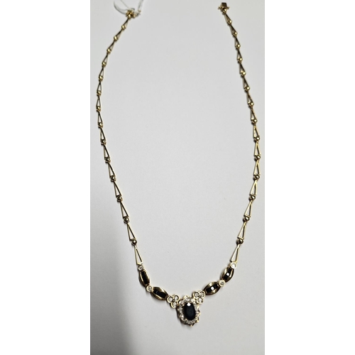 201 - A fabulous 18ct Gold, Diamond and Sapphire Necklace, total weight approx 18 gms.