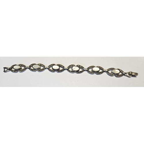 223 - A lovely Silver. Mother of Pearl and Marcasite Bracelet.