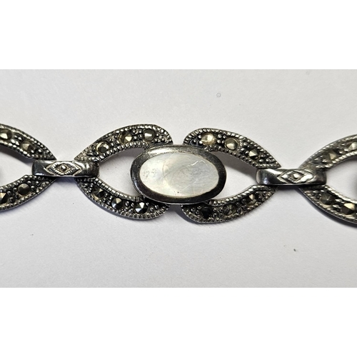 223 - A lovely Silver. Mother of Pearl and Marcasite Bracelet.