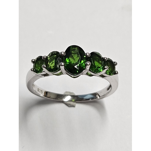 237 - A Silver and Tourmaline Ring, size Q.