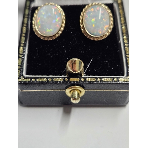 254 - A lovely pair of 9ct Gold and Opel Earrings.