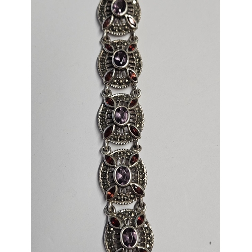 278 - A lovely Silver, Amethyst and Marcasite Bracelet.