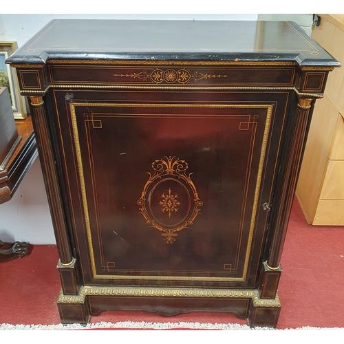 81 - Of Superb quality. A 19th Century Ebonised single door Cabinet with ormolu mounts and highly inlaid ... 