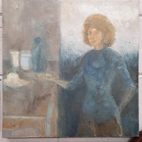 89 - A 20th Century Oil on Canvas of a Woman baking. No apparent signature.  H 50 x 50 cm approx.