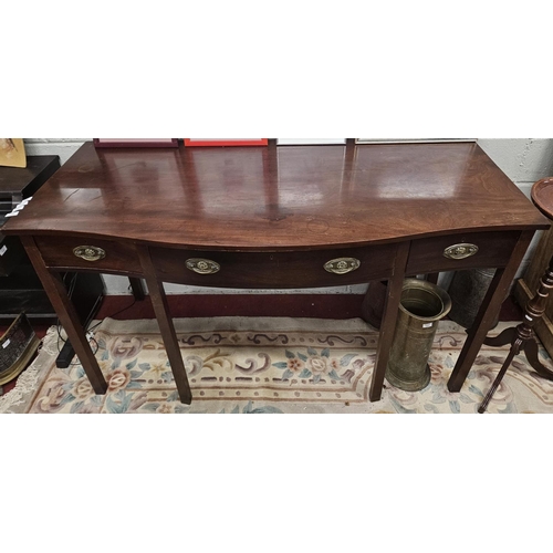 110 - A 19th Century and later serpentine bow fronted Serving Table with triple frieze drawer and square s... 