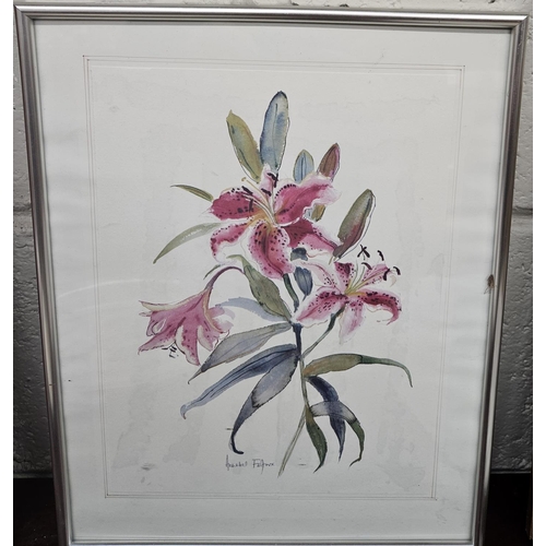 117 - A 20th Century Watercolour still life of Lilies in full bloom. Signed Annabel Fairfax LL. 36 x 28 cm... 