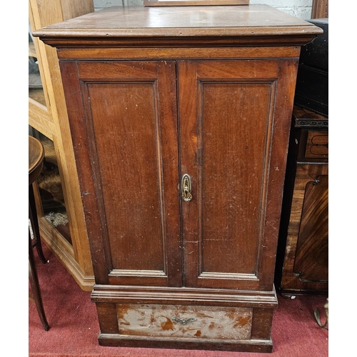 136 - A 19th Century two door Cupboard with single frieze drawer base. 68 x 68 x H 118 cm approx.