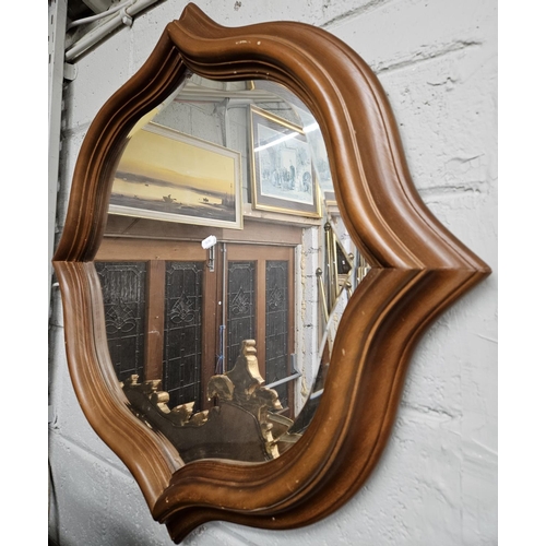 196 - Two Mahogany effect Mirrors with bevelled glass.
60 x 90, 82 x 82 cm approx.