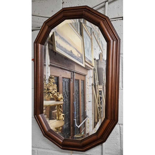 196 - Two Mahogany effect Mirrors with bevelled glass.
60 x 90, 82 x 82 cm approx.