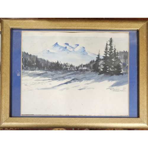 574 - A good set of 20th Century Watercolours of mountainous scenes by Richard Hazelton. Possibly Australi... 