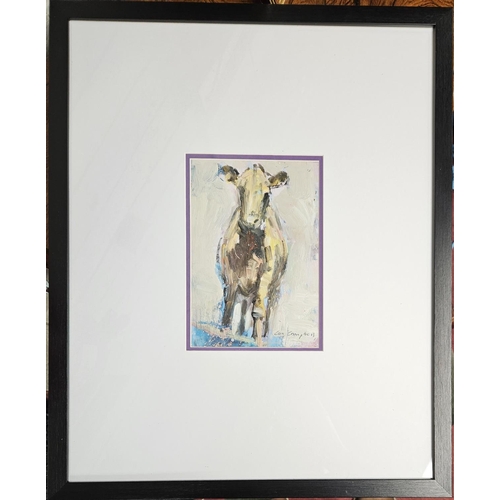 641 - Con Campbell (Irish), Oil on Board 'Nosey Cow'. Signed LR. 21 x 15 cm approx.