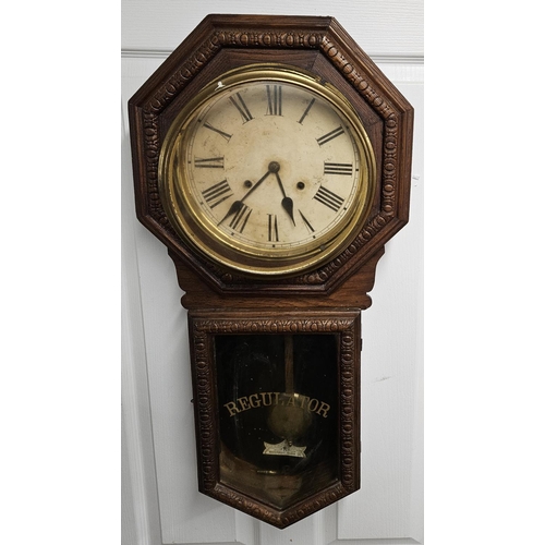 673 - An early 20th Century Regulator Wall Clock. W 39 x H 80 cm approx.