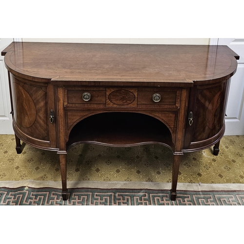 675 - A Superb late 19th early 20th Century Mahogany and Inlaid Sideboard on square tapered front supports... 