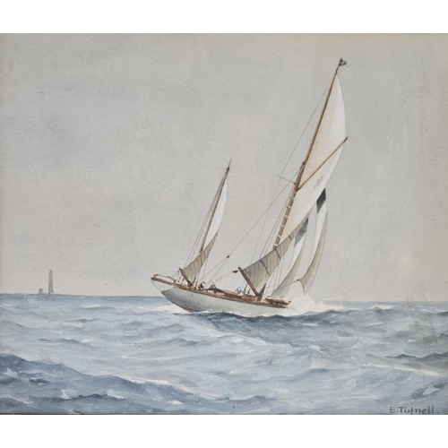 708 - E Tufnell. A Watercolour of a sailing ship in full mast 'A Ketch of the Royal Plymouth Yacht Club'. ... 