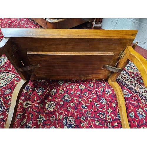 714 - A good 20th Century Hardwood foldup bed Tray Table with brass inlay. 62 x 34 x H 48 cm approx.