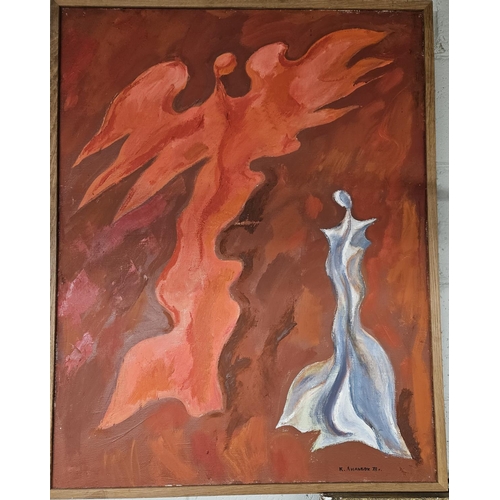 759 - A 20th Century Oil on Canvas 'Ghosts 2'. Signed LL. Anabrok. 90 x 70 cm approx.