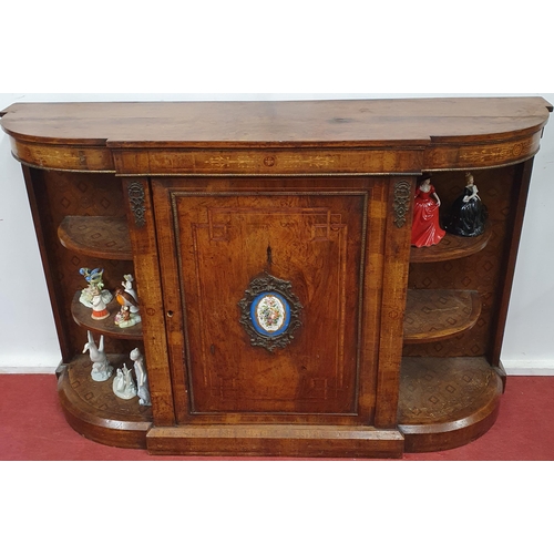 763A - A 19th Century Walnut and Inlaid Credenza with Sevres floral panel in central door, ormolu mounts an... 