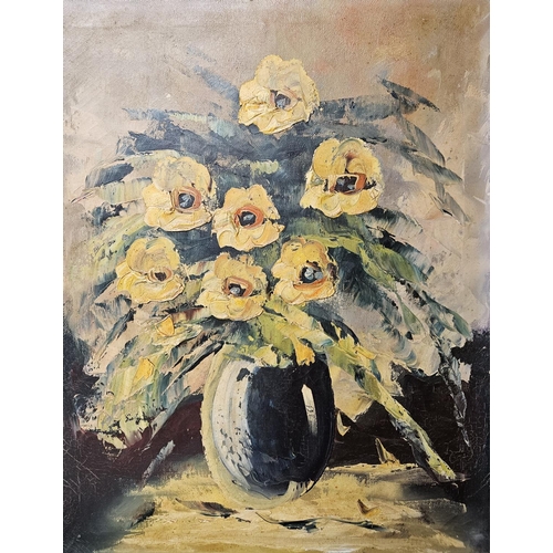 766 - A 20th Century Oil on Canvas still life of flowers on a table setting along with another signed C Bo... 