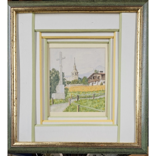 789 - Two early to mid 20th Century Watercolours of buildings. Monogrammed LL G D. Well framed. 20 x 15 cm... 