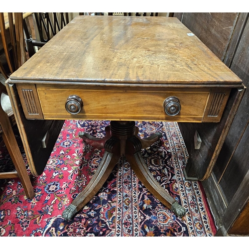 812 - A good Regency Mahogany Pembroke Table with single frieze drawer and brass claw castors. 94 x 116 x ... 