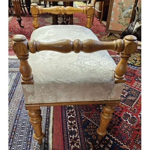 1026 - A good 19th Century Oak piano Stool on turned supports. 75 x 45 cm approx.