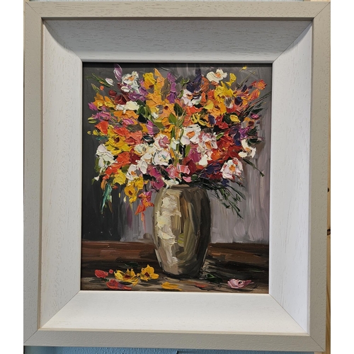 39 - Sarah Adams (Irish), Floral Vase an Oil on Board, initialled lower right SA, 41 x 36 cm approx.