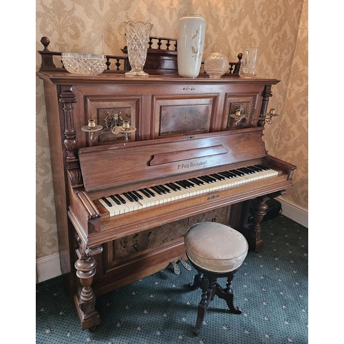 63 - A P Putz Dusseldorf upright Piano in a Walnut frame.
H 162 x W 142 x D 64 cm approx.