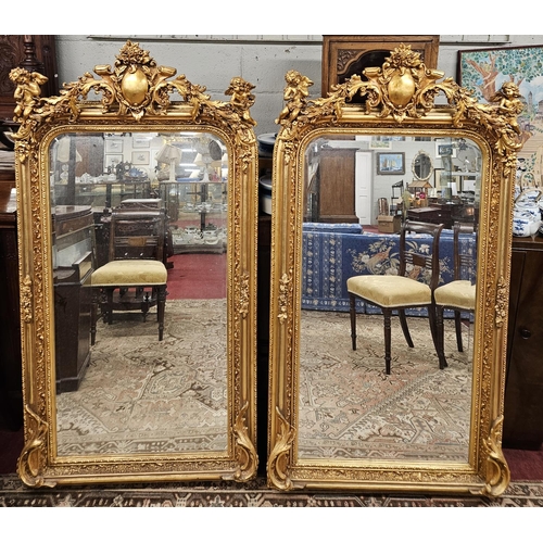 753 - A Fabulous pair of Timber and Plaster Gilt Overmantel Mirrors with highly carved outline cartouche t... 