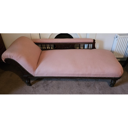 92 - A late 19th Century Mahogany showframe Chaise Lounge.
H 71 x L 178 x W 65 cm approx.