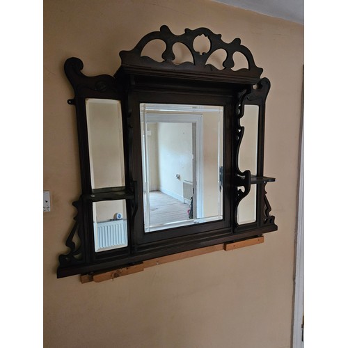 107 - A late 19th Century overmantel Mirror along with a vintage gramophone Case.