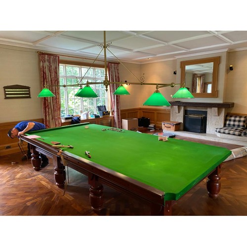 109 - A full size Mahogany framed Snooker Table along with overhead light originally owned by Mr Ben Dunne... 