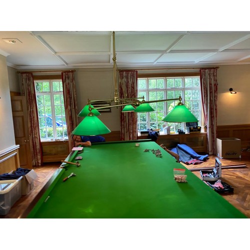 109 - A full size Mahogany framed Snooker Table along with overhead light originally owned by Mr Ben Dunne... 