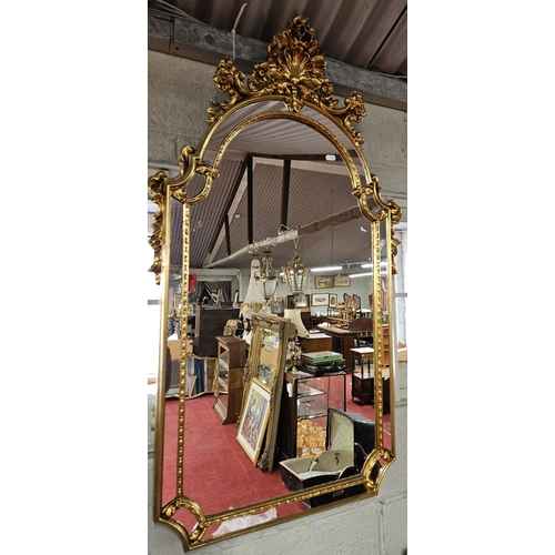 139 - A large Chinese Chippendale style Timber Gilt wall Mirror with compartment outline.