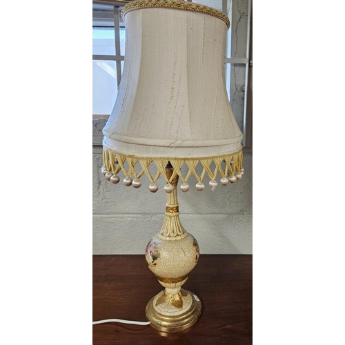 156 - A good painted table Lamp with Shade.