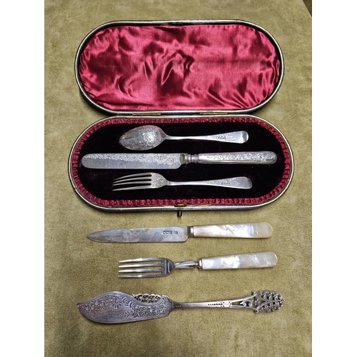 319 - A lovely selection of dessert Silver Items by Levesley Brs & Henry Williamson Ltd, 106 gms of weigha... 