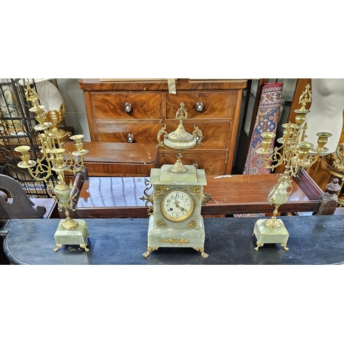 351 - A good late 19th Century Alabaster and Ormolu Garniture set.